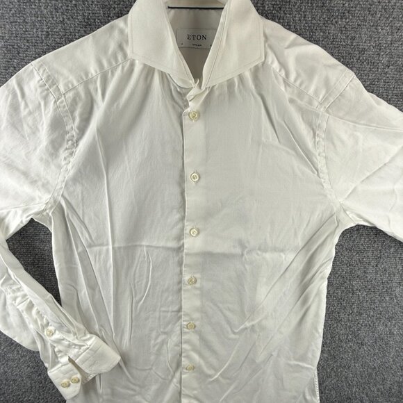 Eton White Romania Cotton Cutaway 15.5 Super Slim Signature Twill Mens Button Up - Picture 1 of 16